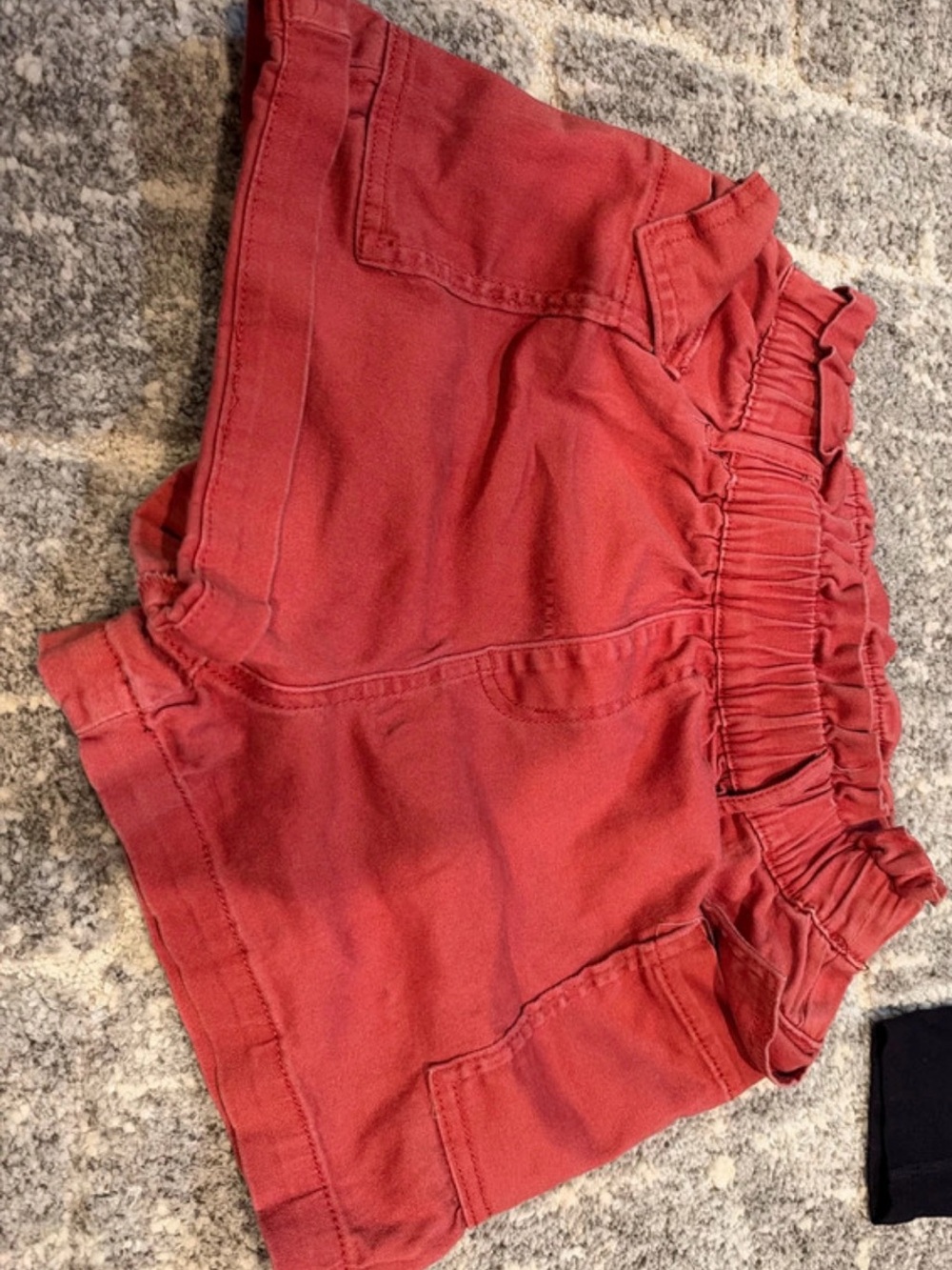 No Boundaries High-Waist Paperbag Shorts in Brick Red
